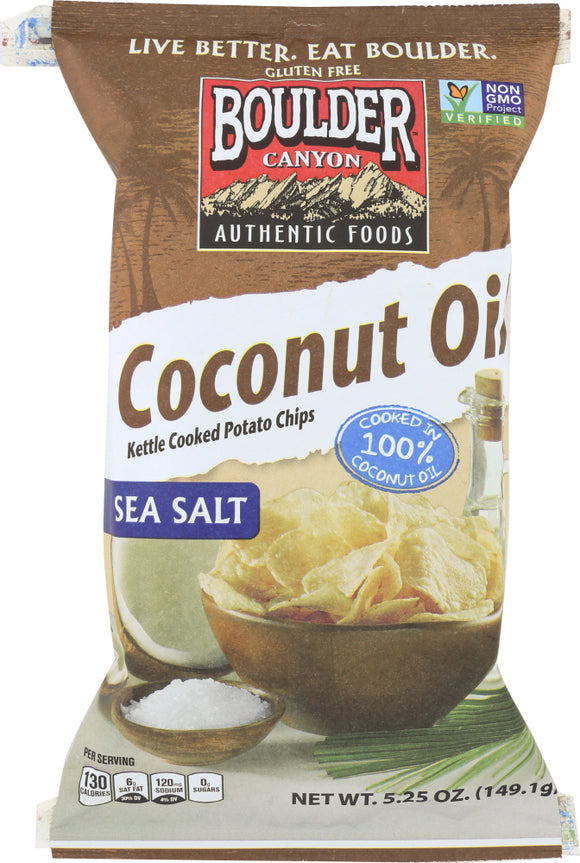 BOULDER CANYON: Coconut Oil Kettle Cooked Potato Chips Sea Salt, 5.25 Oz