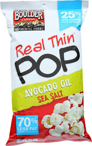 BOULDER CANYON: Real Thin Popcorn Avocado Oil Sea Salt, 4.15 oz