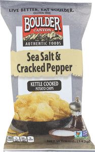 BOULDER CANYON: Kettle Cooked Potato Chips Sea Salt & Cracked Pepper, 5 oz