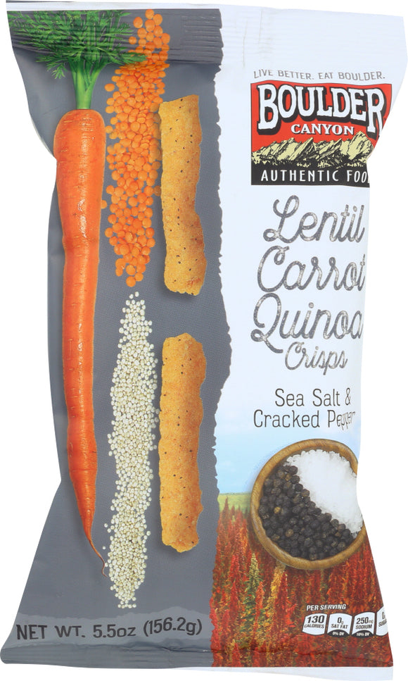 BOULDER CANYON: Lentil, Carrot, Quinoa Crisps Sea Salt & Cracked Pepper, 5.5 oz
