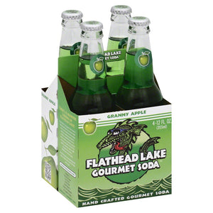 FLATHEAD LAKE GOURMET SODA: Granny Apple Pack of 4 (12 Oz Each), 48 oz