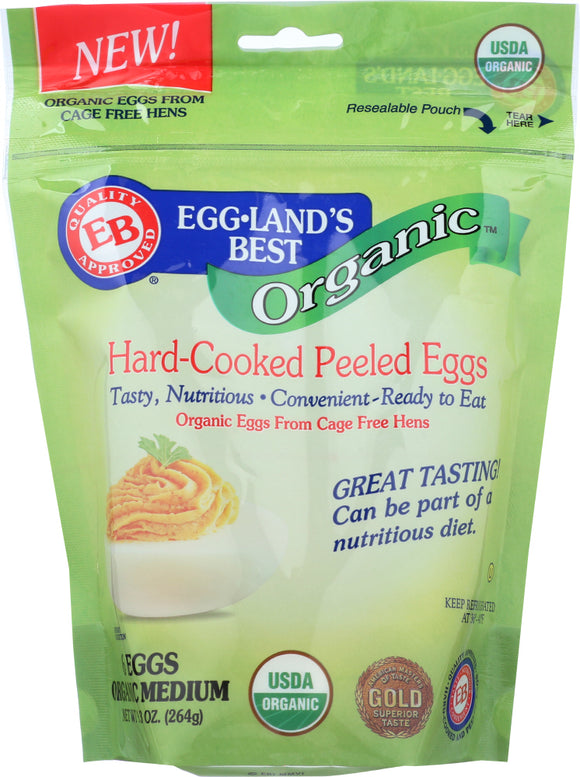 EGG LANDS BEST: Organic Hard-Cooked Peeled Eggs 6 eggs, 9.3 oz