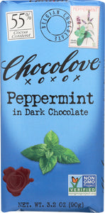 CHOCOLOVE: Peppermint In Dark Chocolate Bar, 3.2 oz