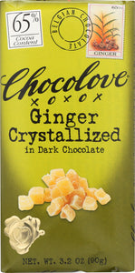 CHOCOLOVE: Dark Chocolate Bar Crystallized Ginger, 3.2 oz