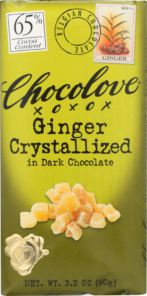 CHOCOLOVE: Dark Chocolate Bar Crystallized Ginger, 3.2 oz