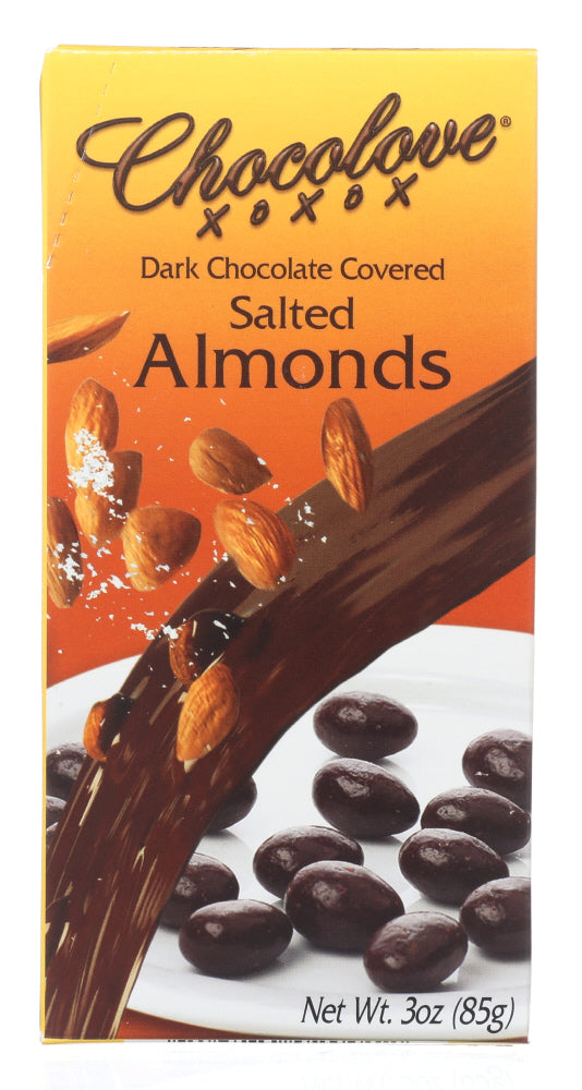 CHOCOLOVE: Dark Chocolate Covered Salted Almonds, 3 oz