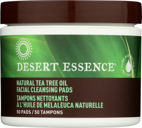 DESERT ESSENCE: Natural Tea Tree Oil Facial Cleansing Pads Original, 50 pc