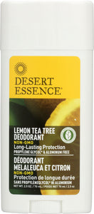 DESERT ESSENCE: Deodorant Lemon Tea Tree, Long-Lasting Protection, Propylene Glycol & Aluminum Free, 2.5 oz