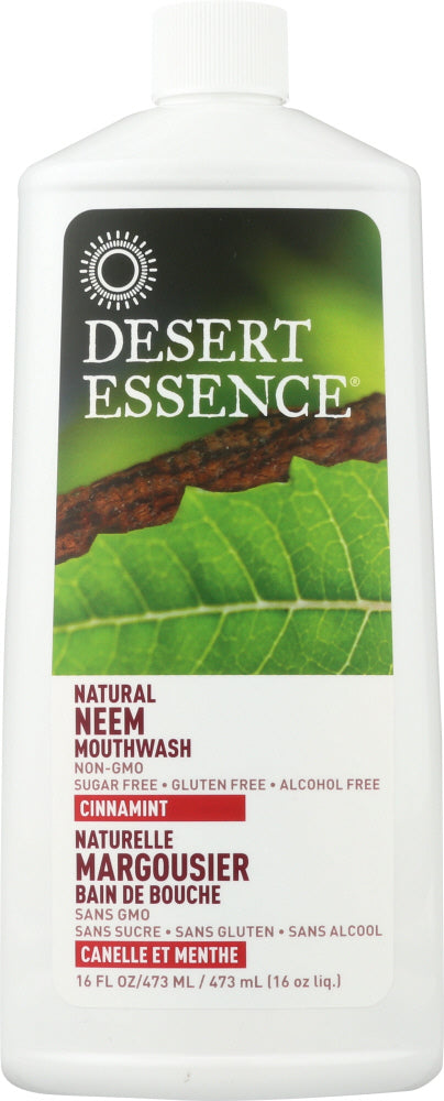 DESERT ESSENCE: Natural Neem Mouthwash Cinnamint, 16 oz