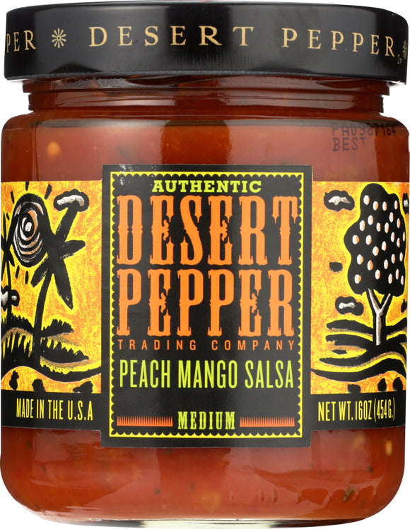 DESERT PEPPER: Peach Mango Medium Hot Salsa, 16 oz