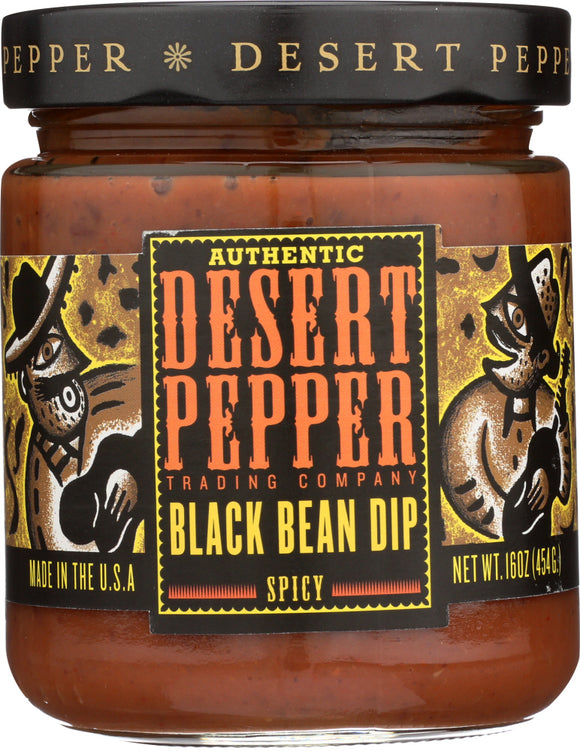 DESERT PEPPER: Black Bean Dip Spicy, 16 oz