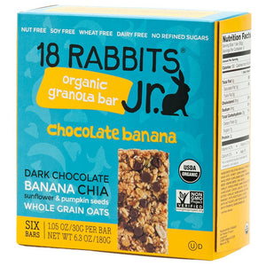 18 RABBITS: Chocolate Banana Jr Granola Bar 6 Pack, 6.3 oz