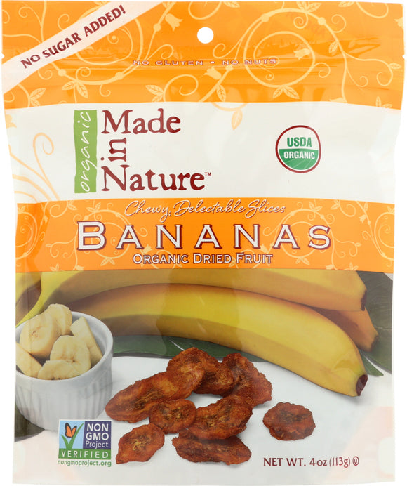 MADE IN NATURE: Organic Sun-Ripened Bananas Dried & Unsulfured 4 Oz