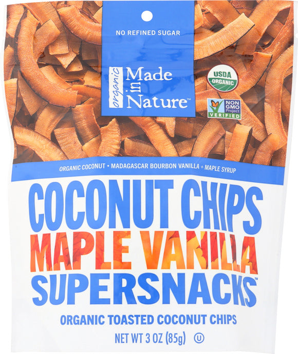 MADE IN NATURE: Organic Toasted Coconut Chips Maple Madagascar Vanilla, 3 oz