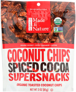 MADE IN NATURE: Organic Toasted Coconut Chips Mexican Spiced Cacao, 3 oz