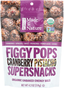 MADE IN NATURE: Cranberry Pistachio Figgy Pops, 4.2 oz