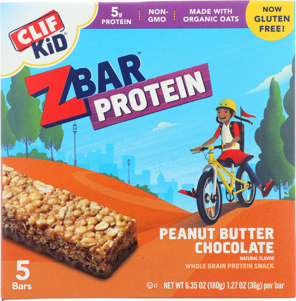 CLIF KID: ZBar Protein Peanut Butter Chocolate 5 Snack Bars, 6.35 oz