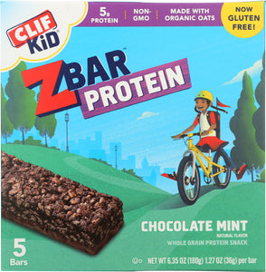 CLIF KID: ZBar Protein Chocolate Mint 5 Snack Bars, 6.35 oz