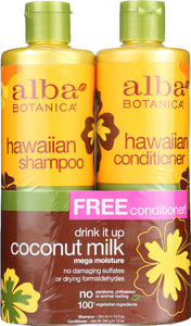 ALBA BOTANICA: Shampoo and Conditioner Hawaiian Coconut 2 pack (12 oz each), 24 oz