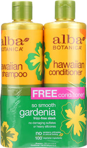 ALBA BOTANICA: Shampoo and Conditioner So Smooth Gardenia 2 Pack (12 oz each), 24 oz