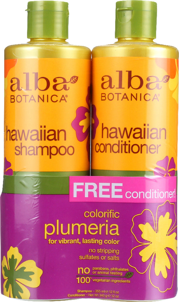 ALBA BOTANICA: Shampoo and Conditioner Colorific Plumeria 2 pack (12 oz each), 24 oz