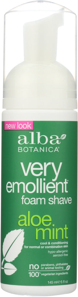 ALBA BOTANICA: Very Emollient Natural Foam Shave Aloe Mint, 5 Oz