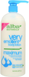 ALBA BOTANICA: Very Emollient Body Lotion Maximum Dry Skin Formula, 32 oz