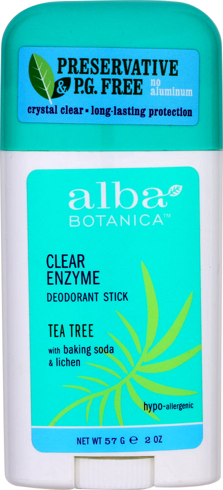 ALBA BOTANICA: Deodorant Stick Clear Enzyme Tea Tree, 2.5 oz