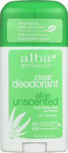 ALBA BOTANICA: Clear Enzyme Deodorant Stick Aloe Unscented, 2 oz