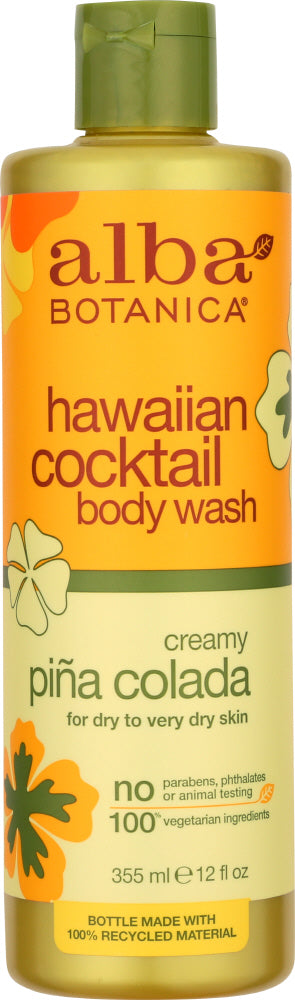 ALBA BOTANICA: Hawaiian Cocktail Body Wash Pina Colada, 12 oz