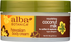 ALBA BOTANICA: Body Cream Coconut Milk, 6.5 oz