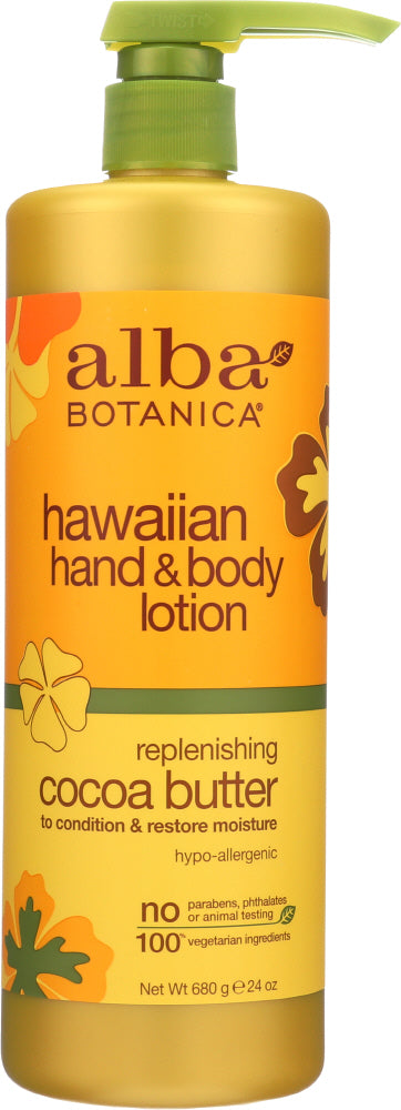 ALBA BOTANICA: Hawaiian Lotion Hand & Body Cocoa Butter, 24 oz