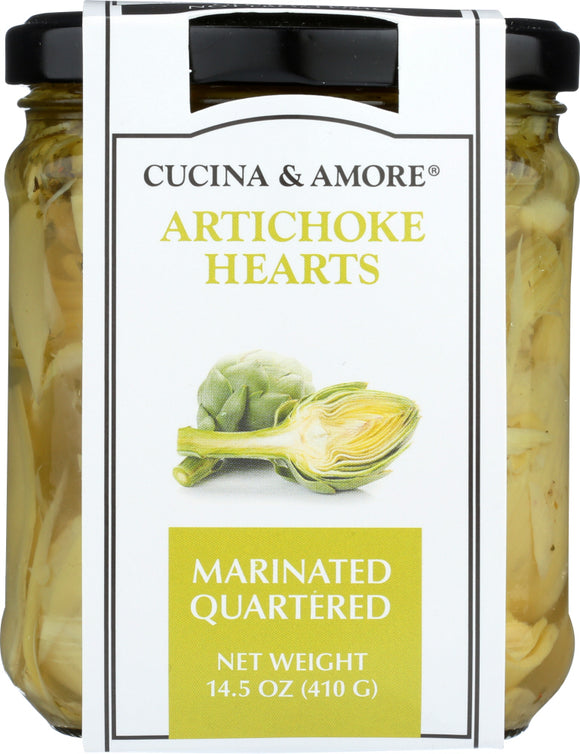 CUCINA & AMORE: Artichoke Hearts Marinated Quartered, 14.5 oz