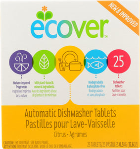 ECOVER: Automatic Dishwasher Tablets Citrus Scent 25 Tablets, 17.6 oz