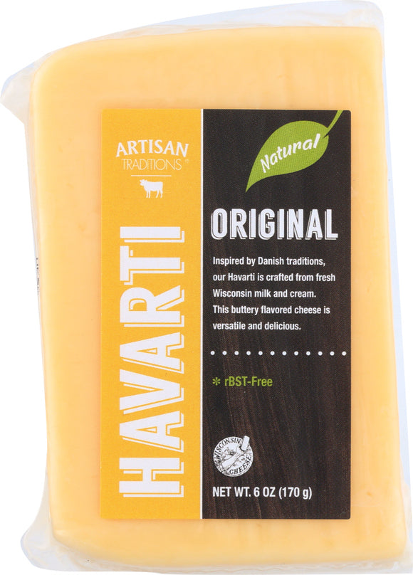 ARTISAN TRADISIONS: Cheese Havarti Cuts Original, 6 oz