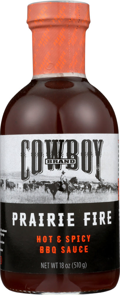 COWBOY CHARCOAL: Prairie Fire Hot & Spicy BBQ Sauce, 18 oz