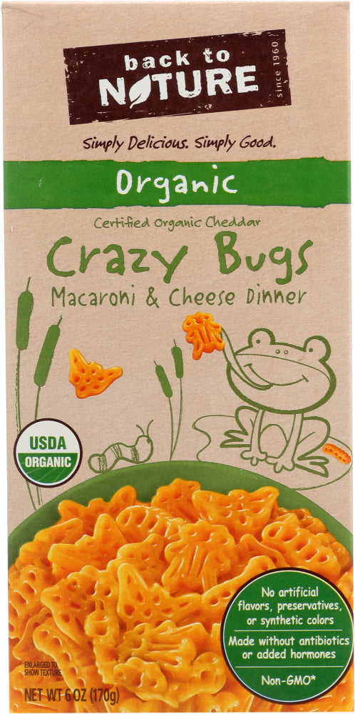 BACK TO NATURE: Crazy Bugs Organic Macaroni and Cheese Dinner, 6 oz