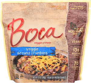 BOCA BURGERS: Veggie Ground Crumbles, 12 oz