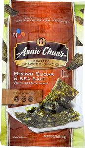 ANNIE CHUN'S: Roasted Seaweed Snack Brown Sugar and Sea Salt, 0.35 oz