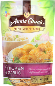 ANNIE CHUN'S: Chicken & Garlic Mini Wontons, 8 oz