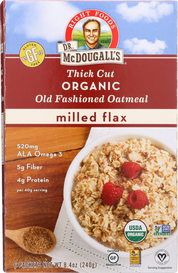 DR MCDOUGALLS: Organic Thick Cut Milled Flax Oatmeal, 8.4 oz