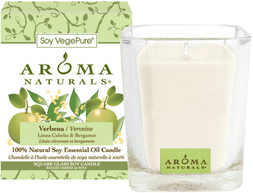 AROMA NATURALS: Verbena Squareglass Crystal Candle, 1 ea