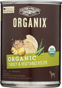 CASTOR & POLLUX: Organix Adult Dog Formula Turkey & Vegetable Formula, 12.7 oz