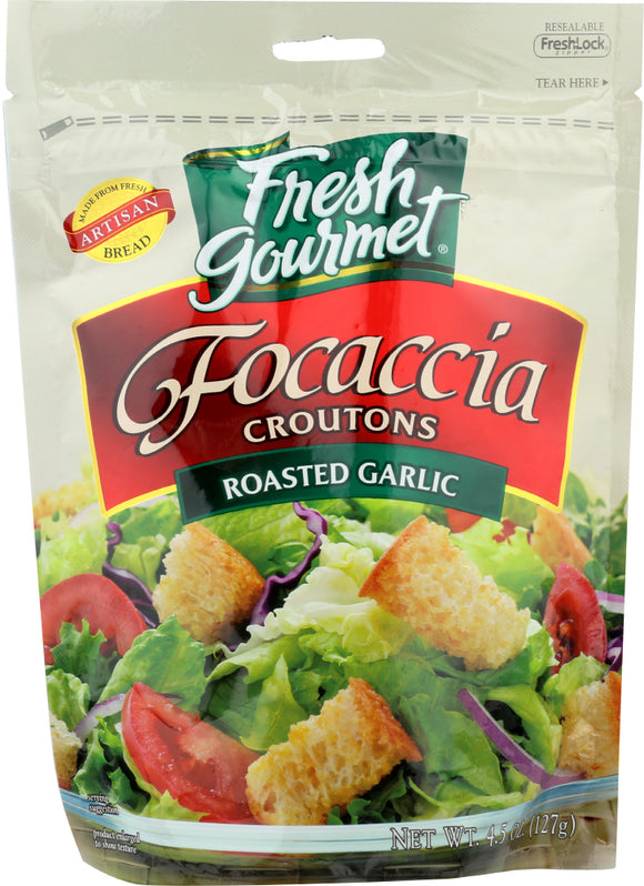 FRESH GOURMET: Focaccia Croutons Roasted Garlic 4.5 Oz