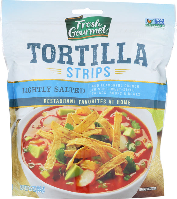 FRESHGOURMET: Tortilla Strips Lightly Salted, 3.5 oz