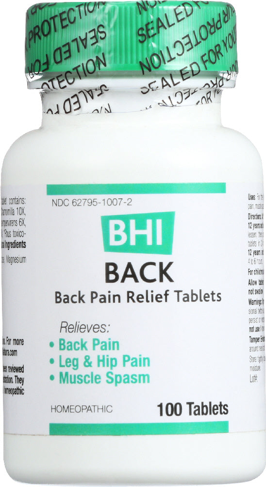 BHI: Back Pain Relief, 100 Tablets