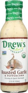 DREW'S: All Natural Dressing Roasted Garlic & Peppercorn, 12 oz