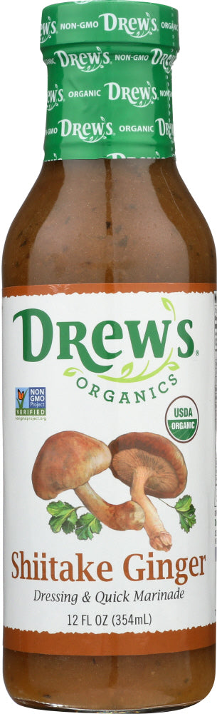 DREW'S: All Natural Dressing & Quick Marinade Shiitake Ginger, 12 oz