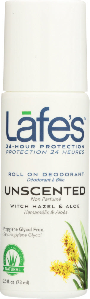 LAFE'S: Natural Deodorant Roll-On Unscented, 2.5 oz