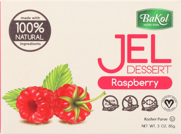 BAKOL: 100% Natural Jel Dessert Raspberry, 3 oz
